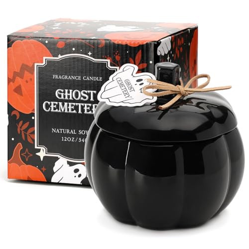 Fall Pumpkin Shaped Candle Halloween Fall Vanilla Pumpkin Spice Candle Farmhouse Thanksgiving Scented 12oz Autumn Decoration Gift | Amazon (US)