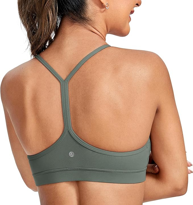 CRZ YOGA Butterluxe Womens Y Back Sports Bra - Padded Racerback Low Impact Spaghetti Thin Strap W... | Amazon (US)