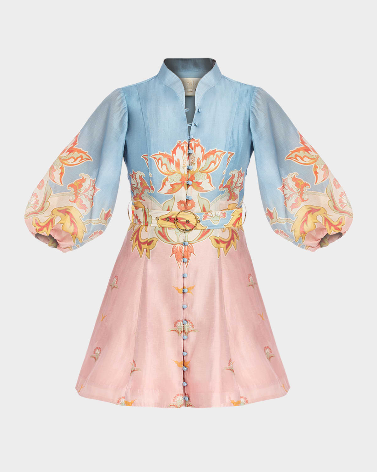 Valencia Belted Floral-Print Mini Dress | Neiman Marcus