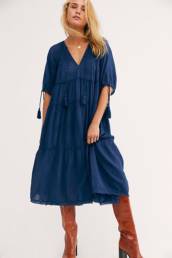 Celestial Skies Midi Dress by Free People, French Navy, XS | Free People (Global - UK&FR Excluded)