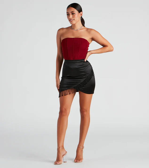 Do The Cha Cha Satin Fringe Skirt | Windsor Stores
