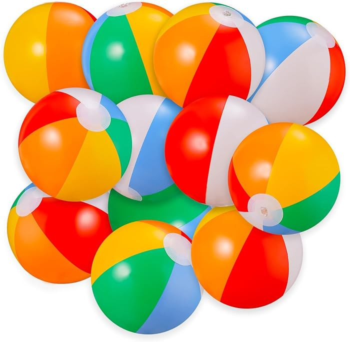 SCIONE Beach Balls Bulk 24 Pack - 9" Inflatable Beachballs Swimming Pool Toys for Kids Summer Wat... | Amazon (US)