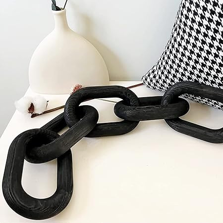linsuo Wood Chain Link Decor5 Link Chain Decoration Pine Wood Carved Modern Home Decoration Used ... | Amazon (US)