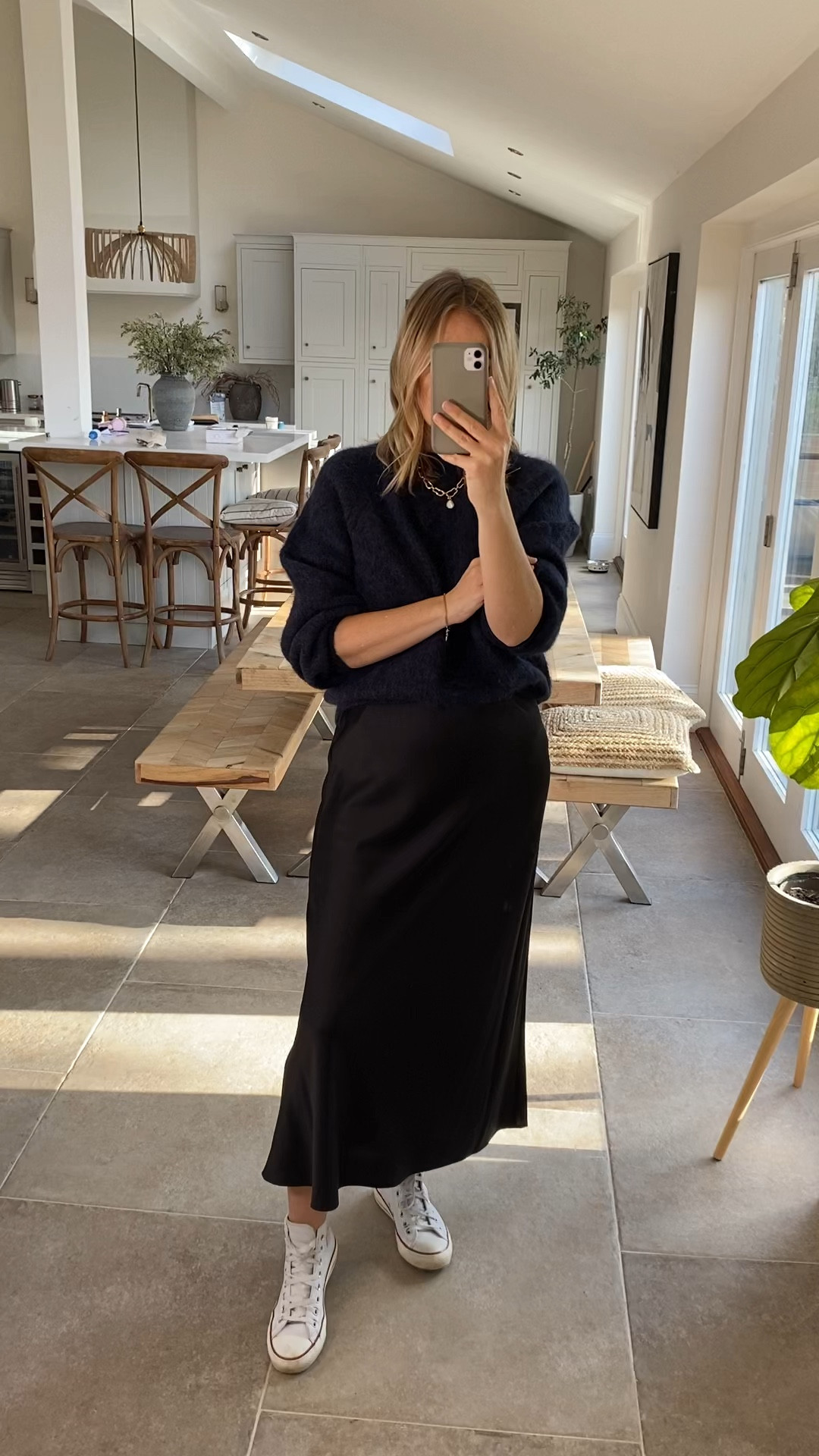 Styling that beautiful satin skirt a little more casually . 
I’m wearing a large regular length in the skirt and a large in the jumper. 

#LTKwinter #LTKuk #LTKstyletip