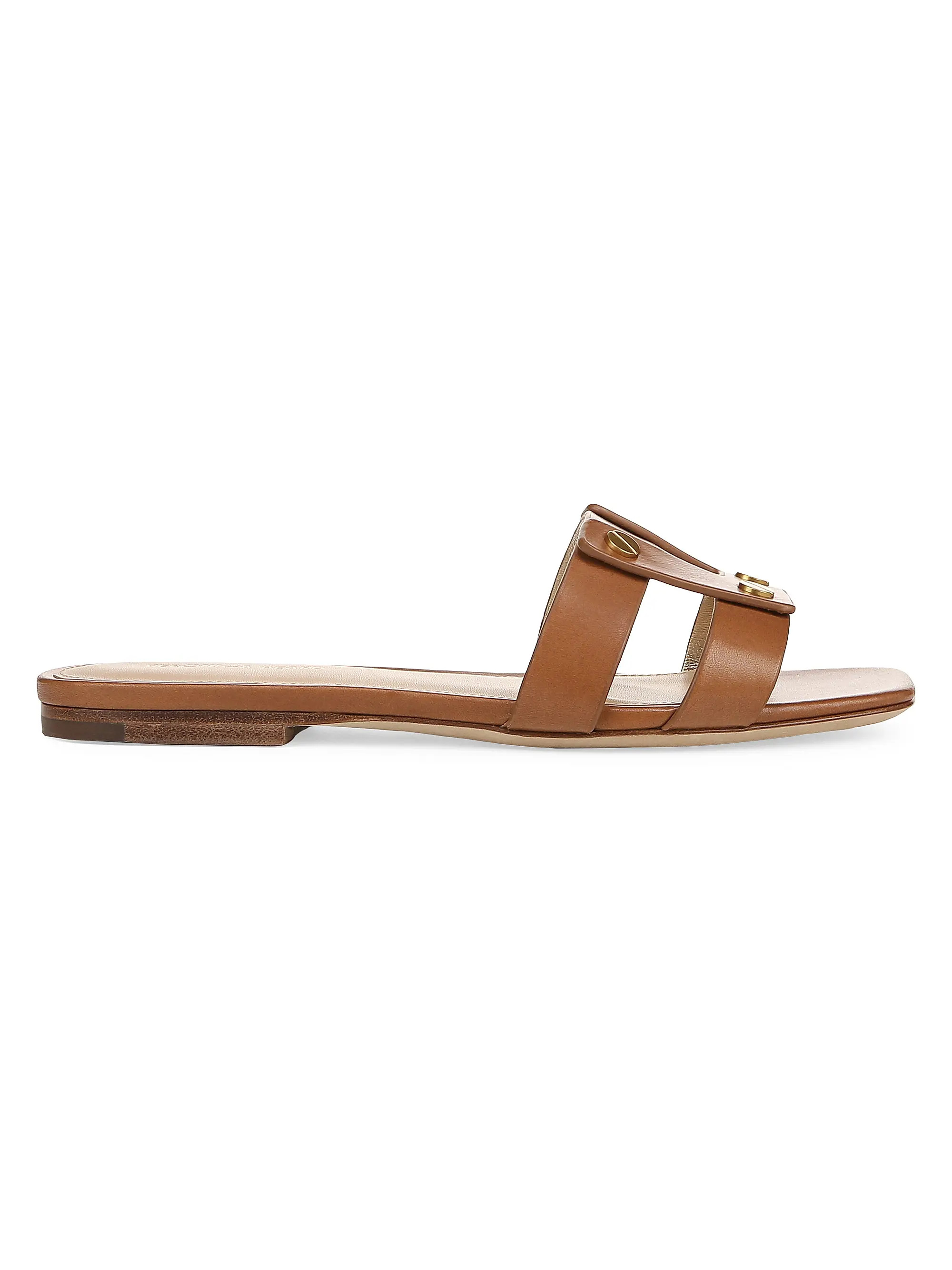 Via Slide Leather Sandals | Saks Fifth Avenue