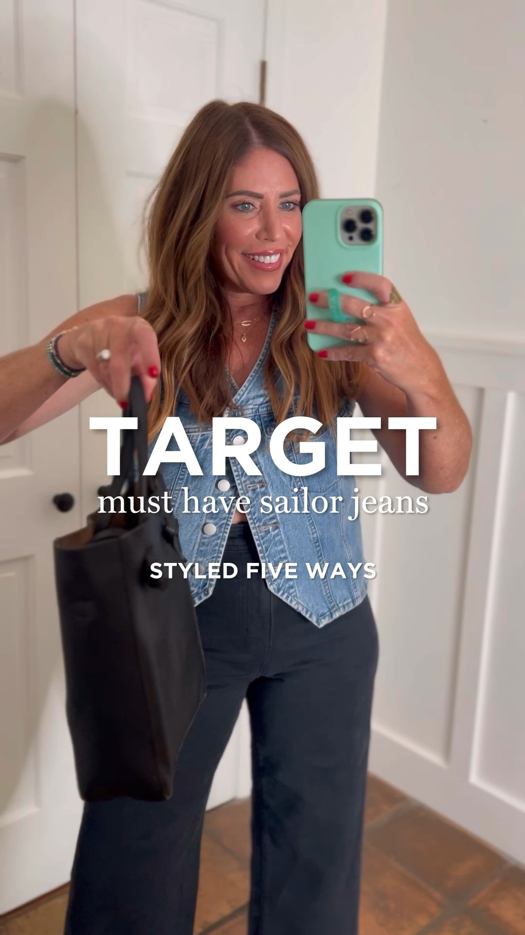 Target Must have sailor jeans
Styled five ways you can wear now and into fall!

These jeans are seriously so flattering and compliment every body type! I am a mix between an introverted triangle and rectangle so this fit is very flattering on my body type.

They are tts, but if you carry weight in your stomach, you may want to size up one. They are super comfy with some stretch. They come in several colors and only $28

The denim vest and the linen button-down vest are both from target and under $30. TTS

cotton tank is the perfect length to wear with high-rise pants. TTS

 striped sweater vest is a best seller on Amazon for under $40 it is true to size.

I am wearing a medium in all of the tops
 


#LTKStyleTip #LTKOver40 #LTKFindsUnder50