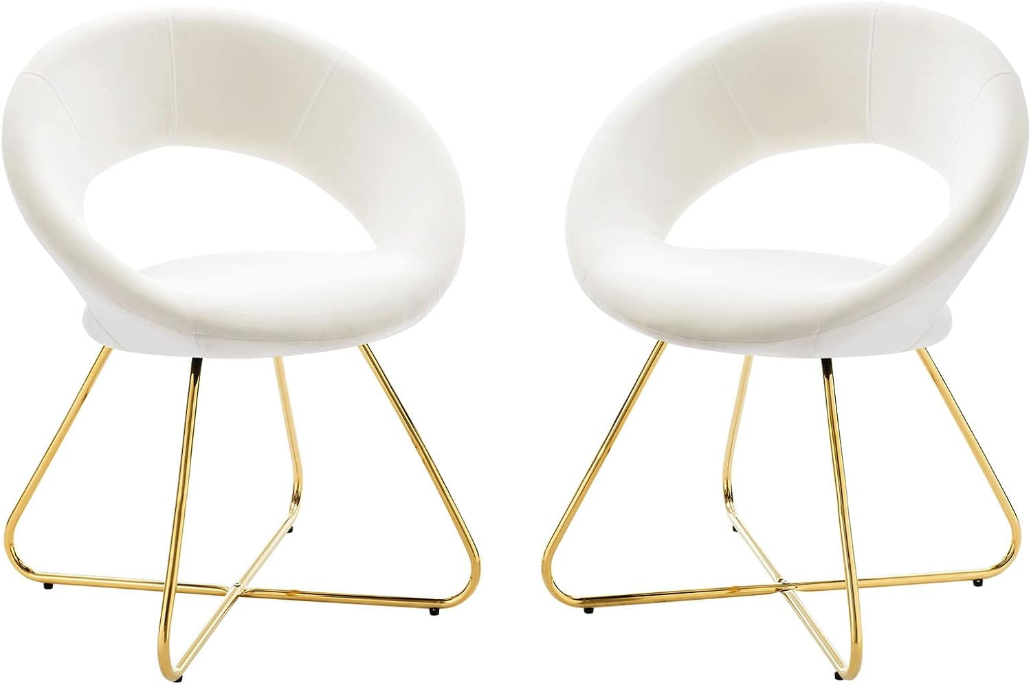 Modway Nouvelle Moday Performance Velvet Dining Chairs in Gold White-Set of 2 | Amazon (US)