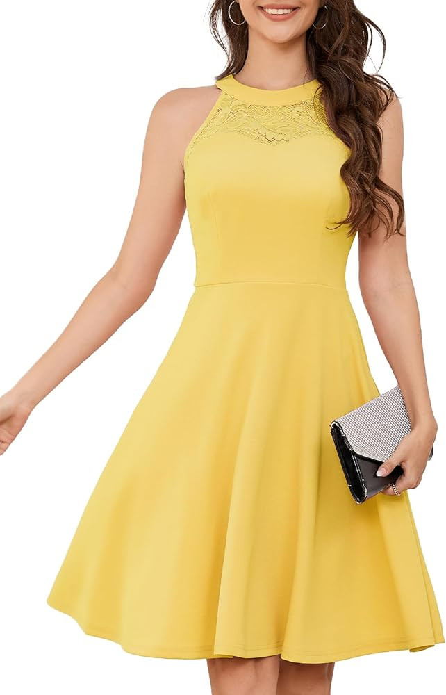 Bbonlinedress Women Cocktail Formal Wedding Dress Halter Evening Party Short Bridesmaid Holiday P... | Amazon (US)