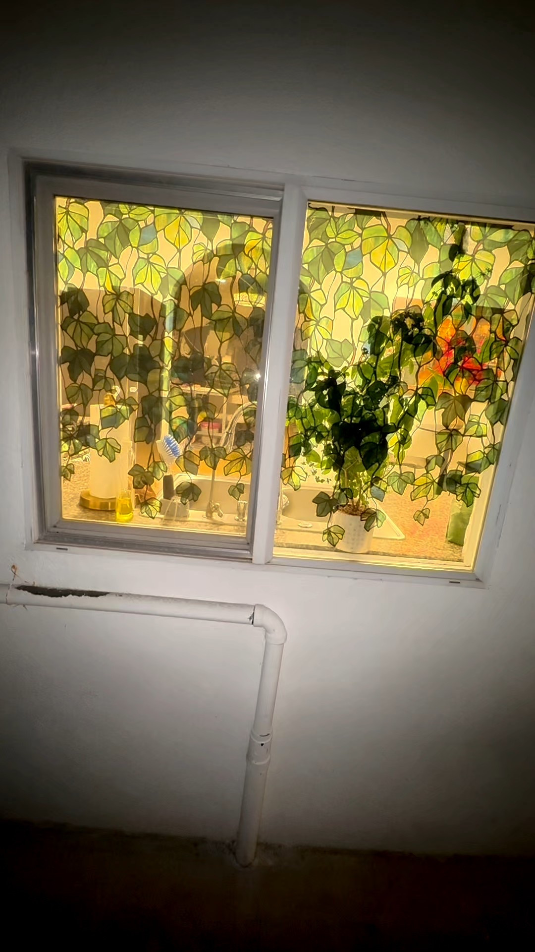 This pretty window clings look so organic and pretty from the outside!🍃 I actually chose to do this because I couldn’t hang standard blinds myself!

These do not offer UV protection or privacy beyond what you see here. Check my LTK if you would like privacy film that would do those things.

#LTKOver40 #LTKHome