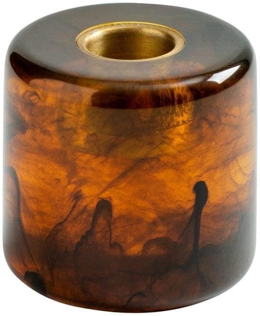 Caspari Cylinder Resin Candleholder in Tortoiseshell, 2.5 Inch – Handcrafted Taper Candle Holde... | Amazon (US)