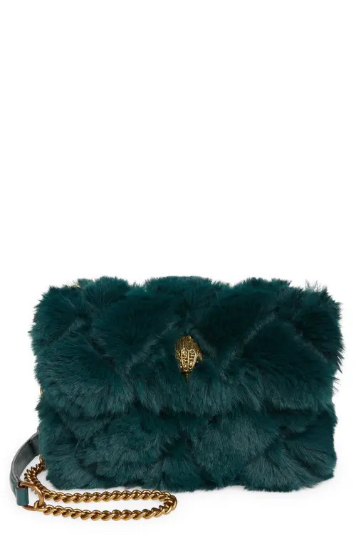 Kurt Geiger London Medium Kensington Faux Fur Crossbody Bag in Green at Nordstrom | Nordstrom