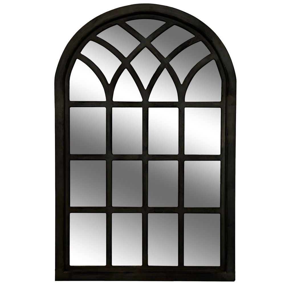 46""x30"" Farmhouse Cathedral Windowpane Wall Mirror Black - Gallery Solutions | Target