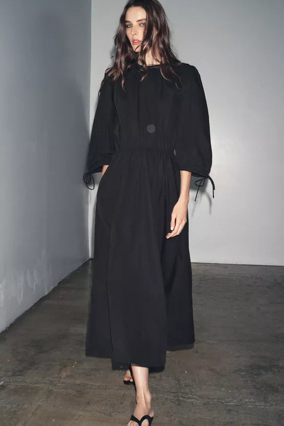 ZW COLLECTION RUCHED POPLIN DRESS | Zara Canada