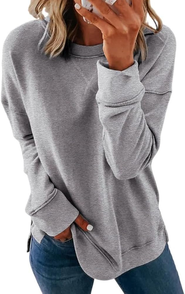 Dokotoo Women's Casual Crew Neck Sweatshirt Loose Soft Long Sleeve Pullover Tops | Amazon (US)