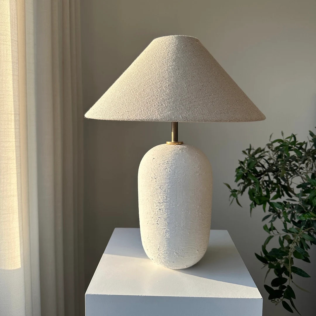 Gold Detailed Ceramic Textured Nordic Bohemian Contemporary Style Table Lamp / Bedside Lamp for L... | Etsy (US)