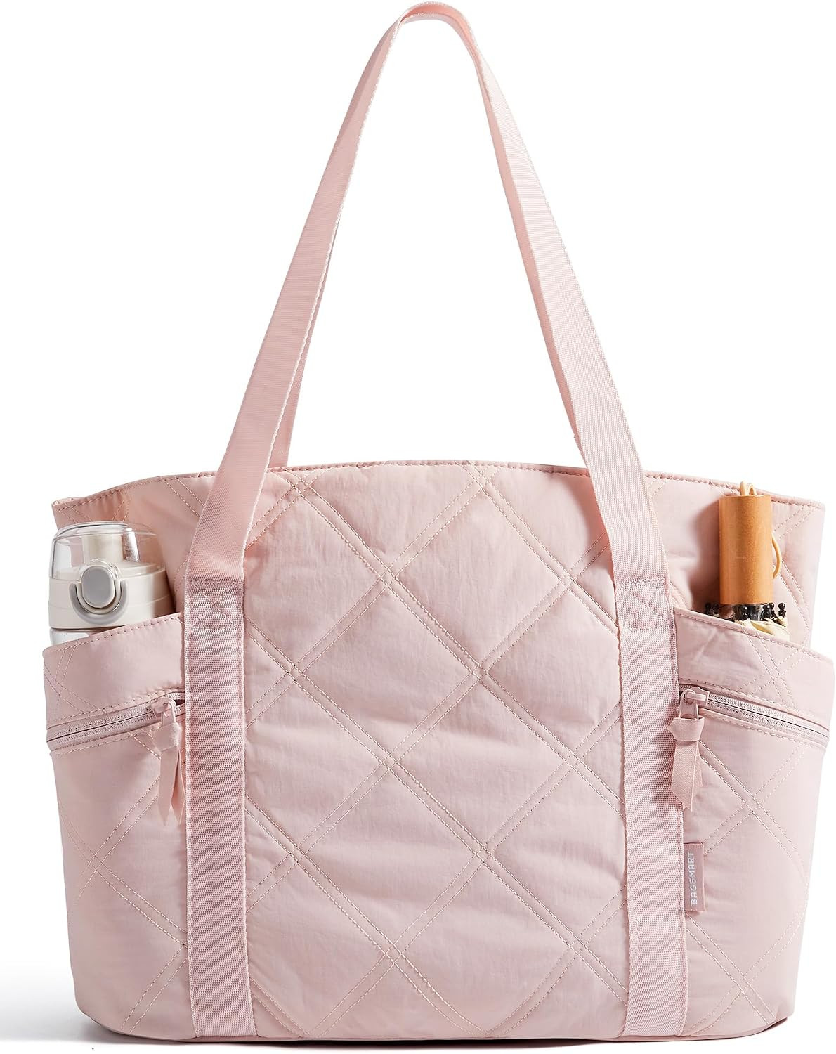 BAGSMART Crush Tote Bag for Women, 20L Puffer Work Tote with Zipper | Amazon (US)