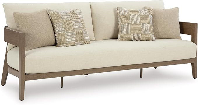Signature Design by Ashley Serene Bay Outdoor Sofa, Fully Assembled Aluminum Patio Couch, Wood-Lo... | Amazon (US)