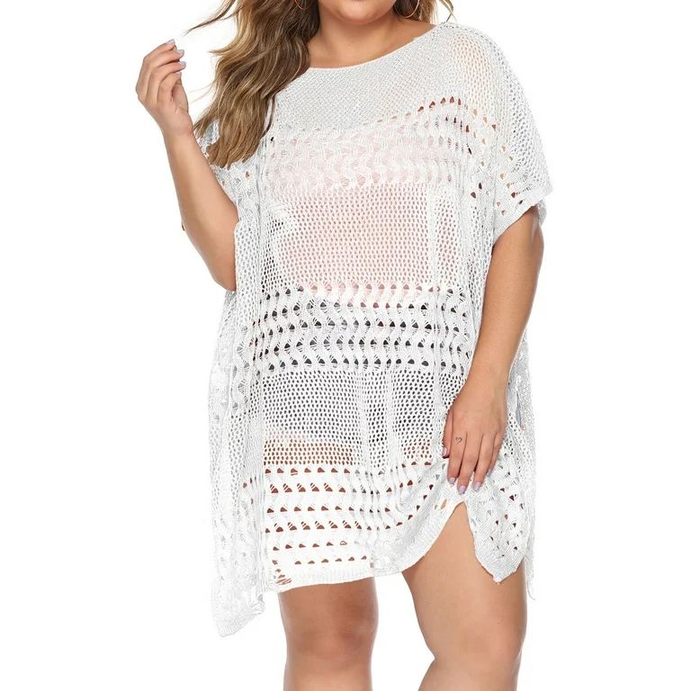 Plus Size Swimsuit Cover Up for Women Summer Crochet See-Through Bathing Suit Cover Up Sexy Swimw... | Walmart (US)