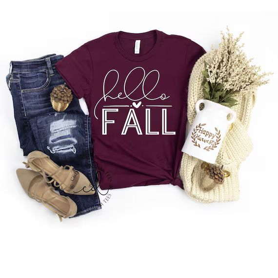 Fall Shirts - Hello Fall Shirt - Thanksgiving Tee - Cute Fall Shirts - Fall Graphic Tees - Women'... | Etsy (US)