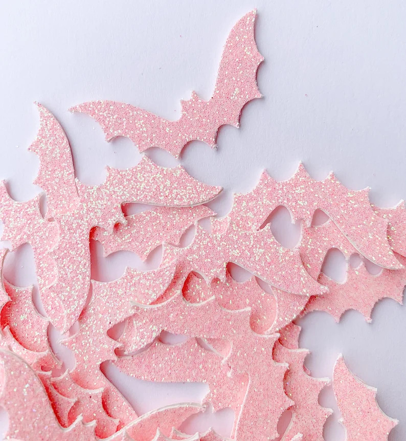 100 Piece Confetti Pink Glitter Bats Halloween Bat Confetti - Etsy | Etsy (US)