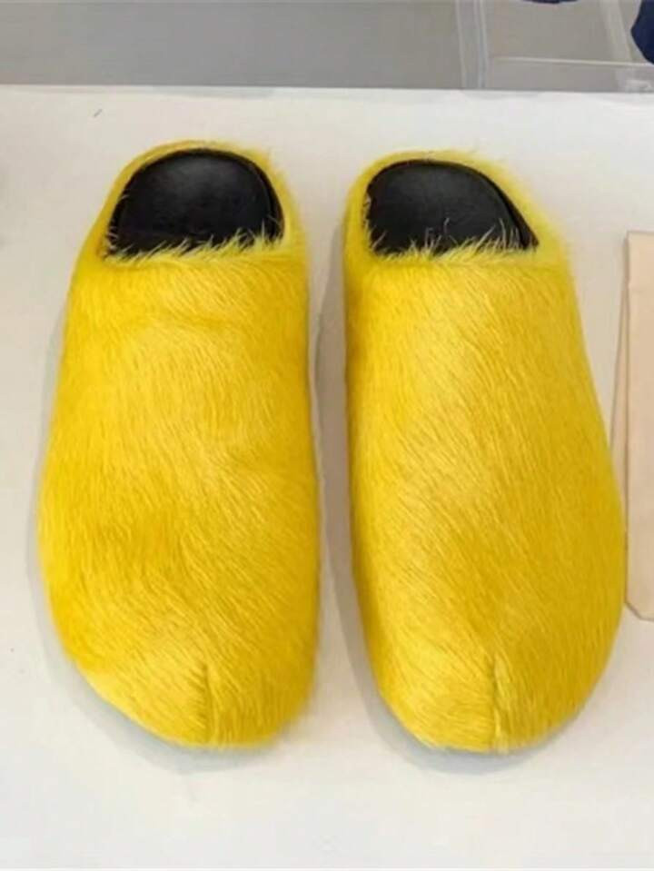 New Fluffy Slip-On Slippers, Autumn Winter Thick Bottom Casual Indoor&Outdoor Home Wear | SHEIN