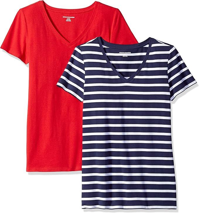 Amazon Essentials Women's 2-Pack Classic-Fit Short-Sleeve V-Neck T-Shirt | Amazon (US)