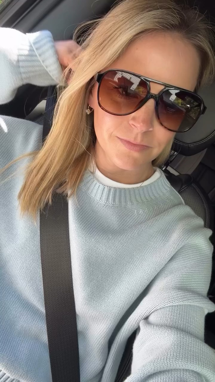 Afternoon errands run 
-sweater under $50 - sized up 1 to a medium 
-$40 sunglasses in black/torte
-earrings 20% off with code TAKE20

@electricpicks @Quince @Fifth & Ninth Eyewear #sponsored

#LTKdayinmylife #LTKmomlife #LTKootd