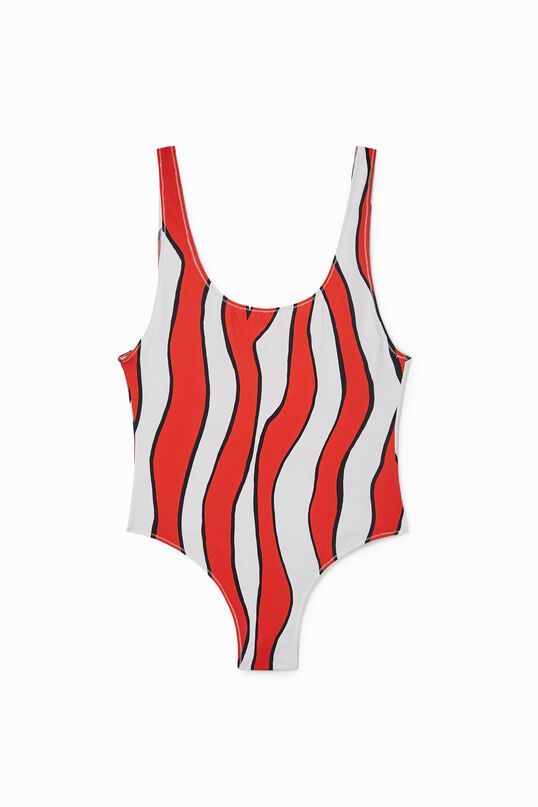 Swimsuit with red waves | Desigual.com | Desigual (US)