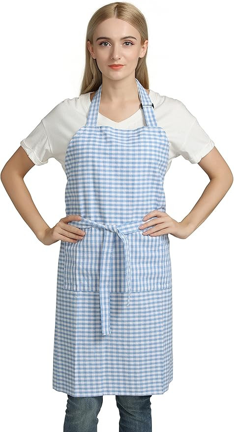 Vintage Gingham Kitchen Aprons Chef Bib Canvas Aprons Christmas Holiday Home Decorative 100% Pure... | Amazon (US)