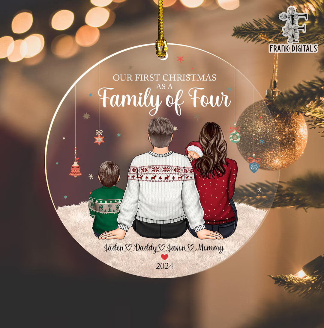 Custom Family of Four Christmas Ornament, New Baby's First Christmas Ornament, Family of 4 Keepsa... | Etsy (US)