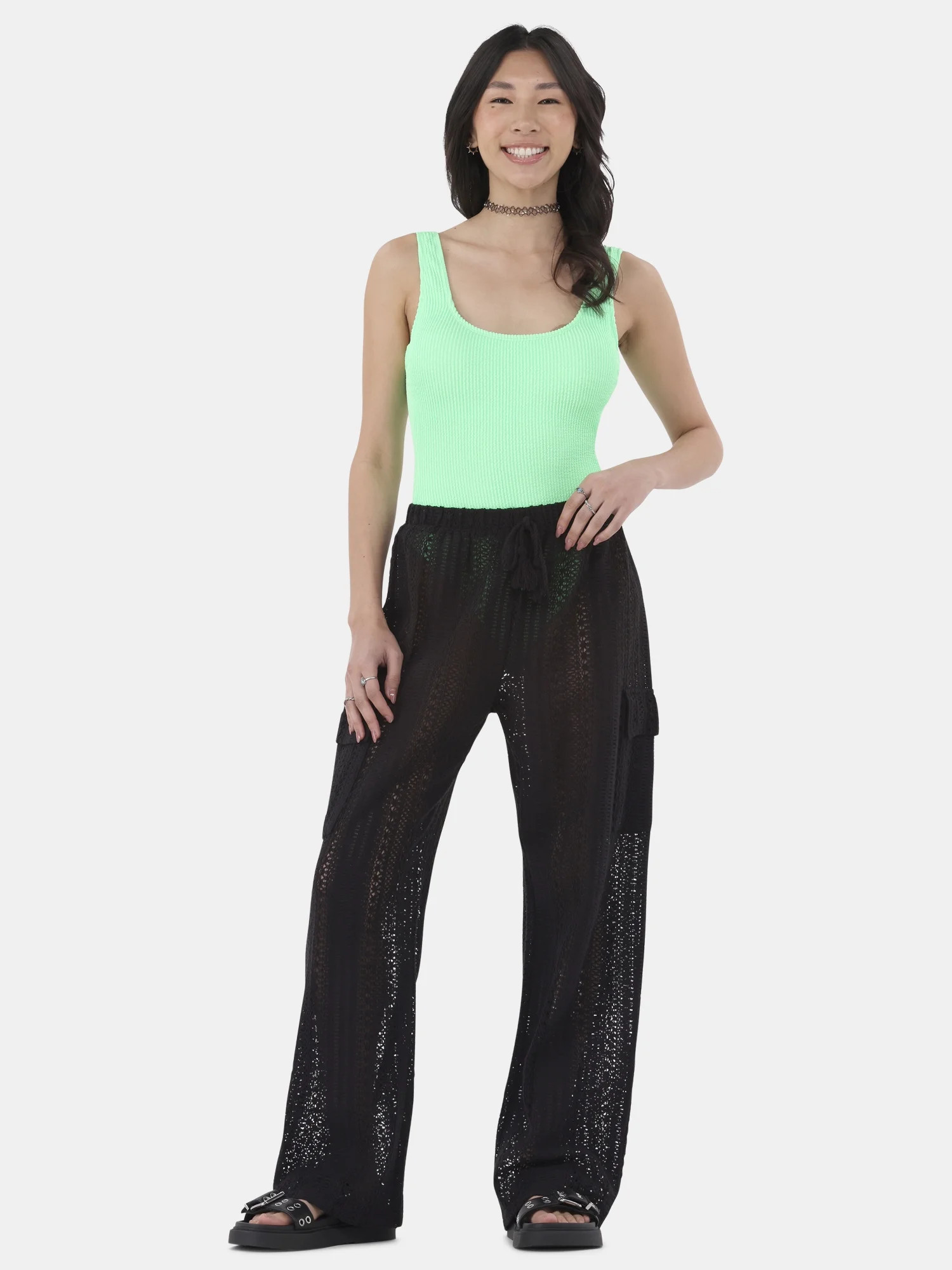 No Boundaries Women's Crochet Cargo Coverup Pants, Sizes XXS - XXL | Walmart (US)