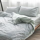 Grey and White Striped Duvet Cover handmade in natural linen, Reversible, Striped Bedding, Queen Duv | Amazon (US)