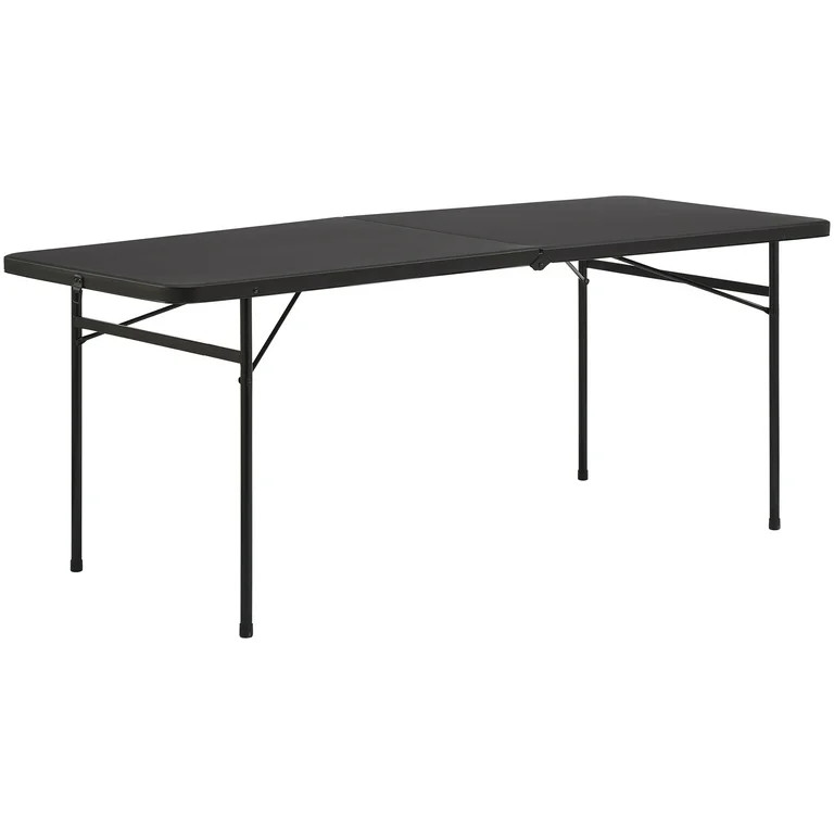 Mainstays 6 Foot Bi-Fold Plastic Folding Table, Black | Walmart (US)