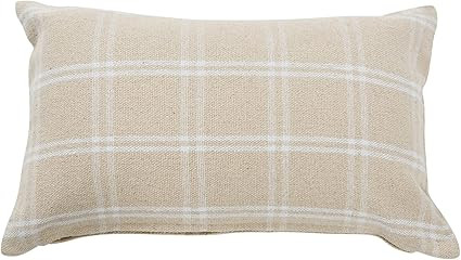Creative Co-Op Plaid Cotton Throw, Natural Pillow | Amazon (US)