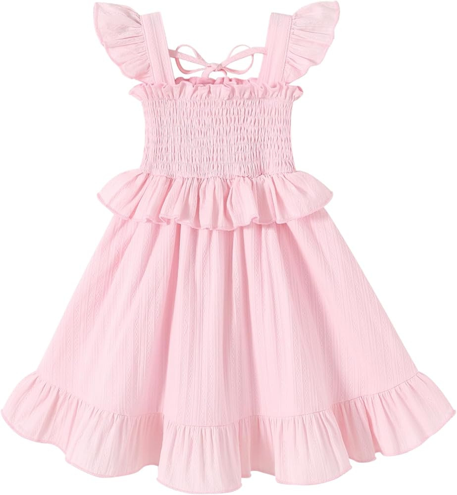 YOUNGER TREE Toddler Dress Baby Girls Cotton Ruffle Sleeveless Summer Dresses Kids Boho Beach Cas... | Amazon (US)