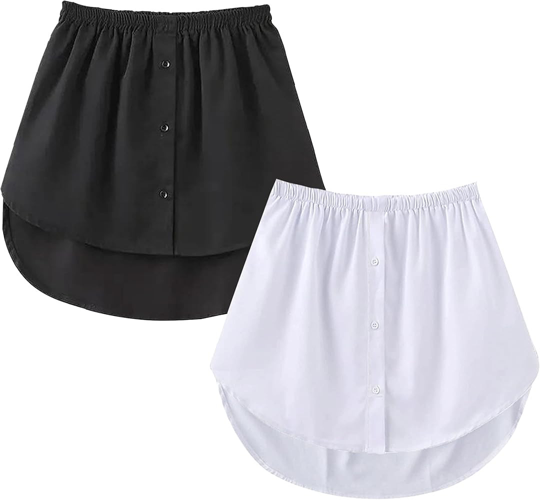tagunop Women's Shirt Extender Removable Layering Skirts Half Length Undershirt Skirt with Button... | Amazon (US)