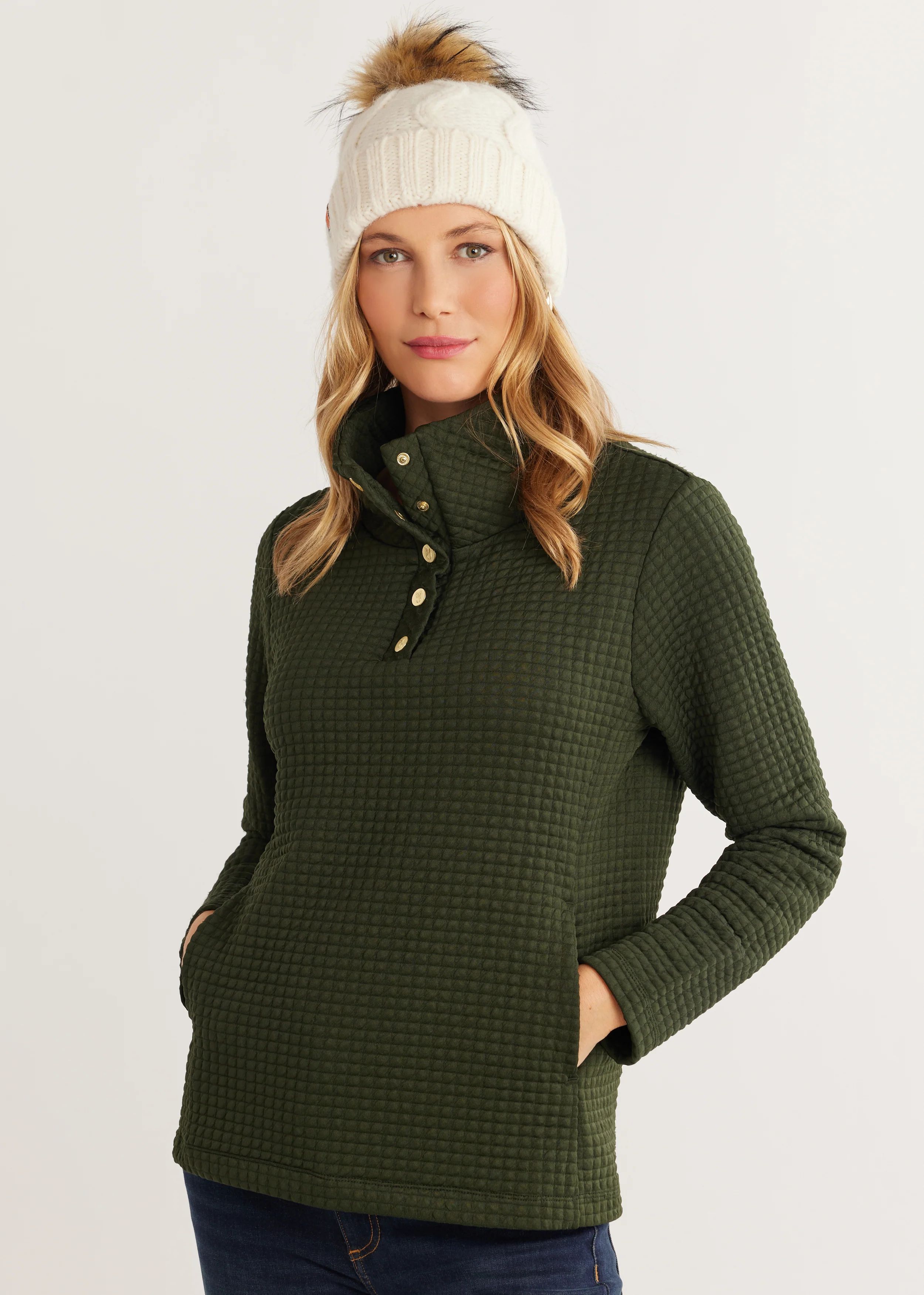 Perry Street Pullover in Waffle (Spruce) | Dudley Stephens