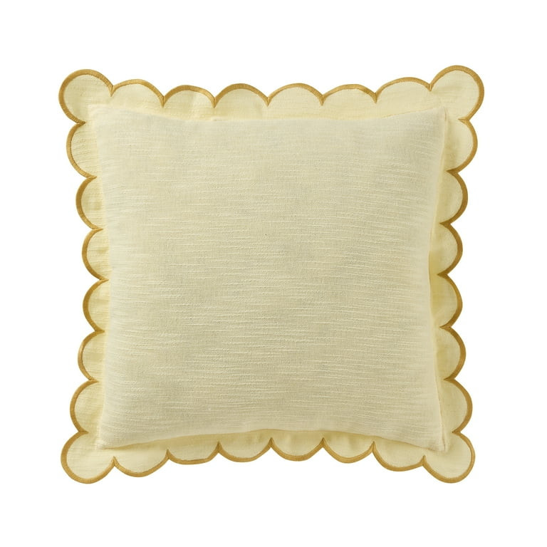 Home Decor Collection 19" x 19" Yellow Scallop Flange Cotton-Rich Decorate Pillow | Walmart (US)