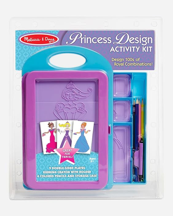 Melissa & Doug Princess Design Activity Kit - 9 Double-Sided Plates, 4 Colored Pencils, Rubbing C... | Amazon (US)