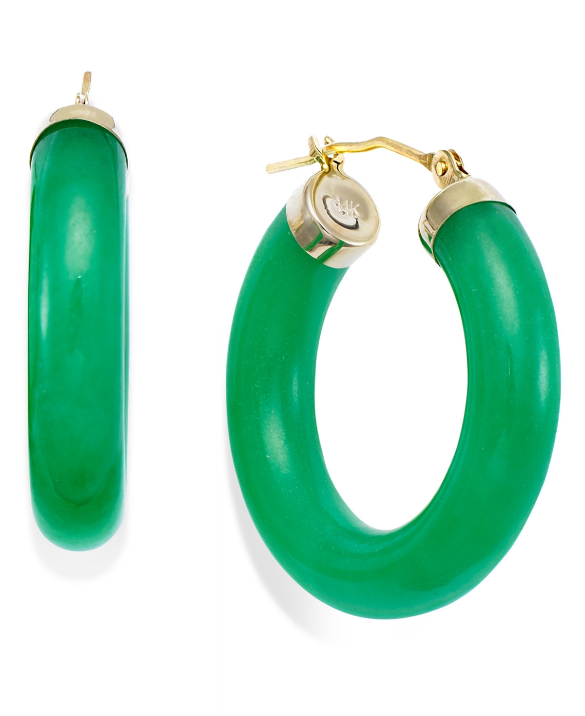 Jade Hoop Earrings in 14k Gold (27-1/2mm) - Jade | Macy's