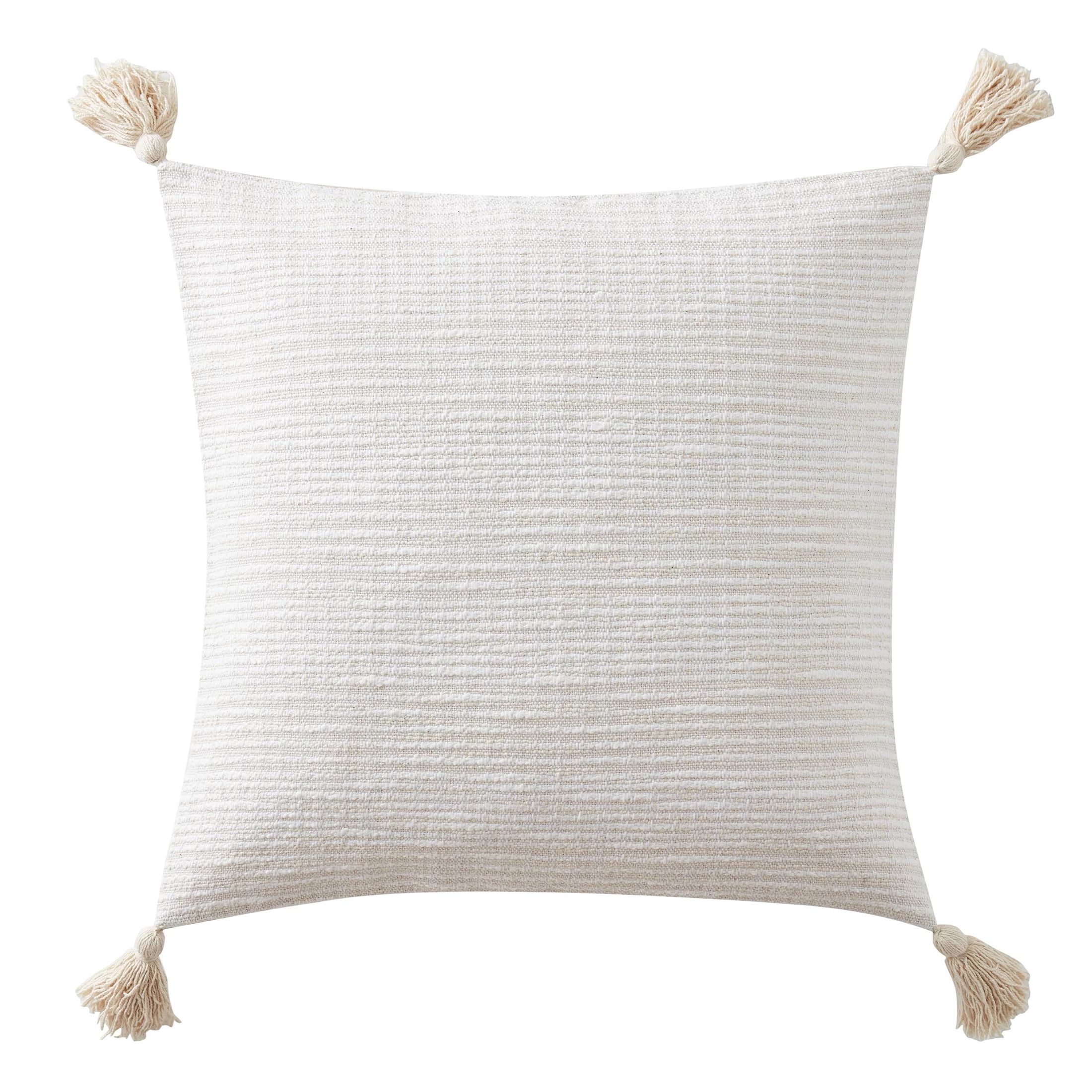 My Texas House Aster Woven Tassel Square Decorative Pillow Cover, 22" x 22", Ivory | Walmart (US)
