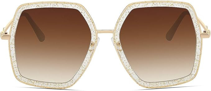 WOWSUN Oversized Big Fashion Sunglasses For Women Irregular Fashion Shades | Amazon (US)