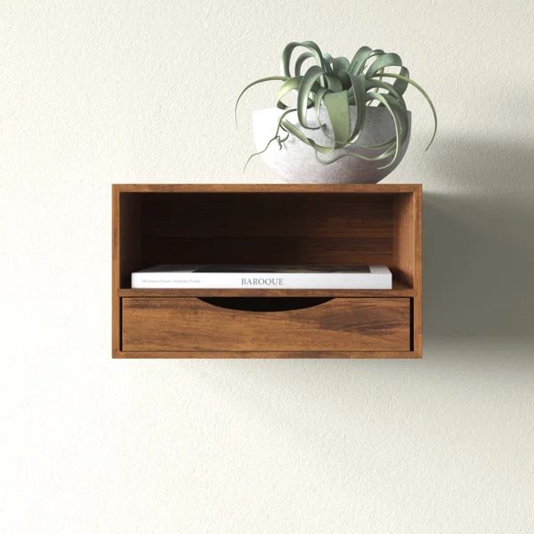 Adeana Poplar Solid Wood Floating Shelf with Drawer | Wayfair North America