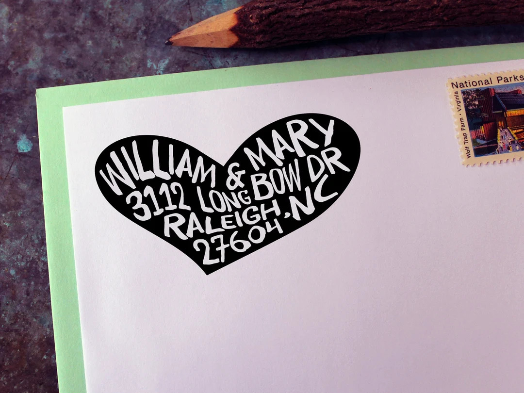 Custom Address Stamp, Heart Shape - Personalized Gift - Housewarming - Wedding Invitations - Save... | Etsy (US)