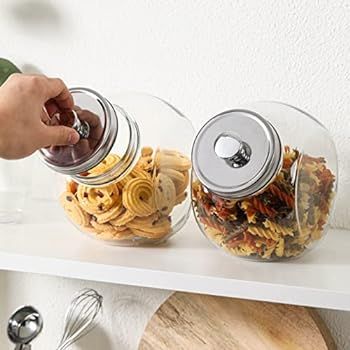 Glass Cookie Jars for Kitchen Counter Set of 2 Glass Penny Jar, Candy Jar with Metal Airtight Lid... | Amazon (CA)