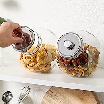 Glass Cookie Jars for Kitchen Counter Set of 2 Glass Penny Jar, Candy Jar with Metal Airtight Lid... | Amazon (CA)