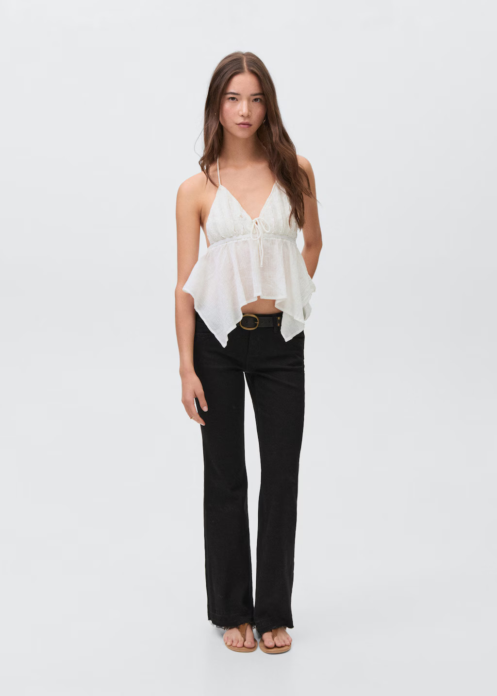 Jean flare taille basse noir - Fille - S - MANGO TEEN | Mango EU