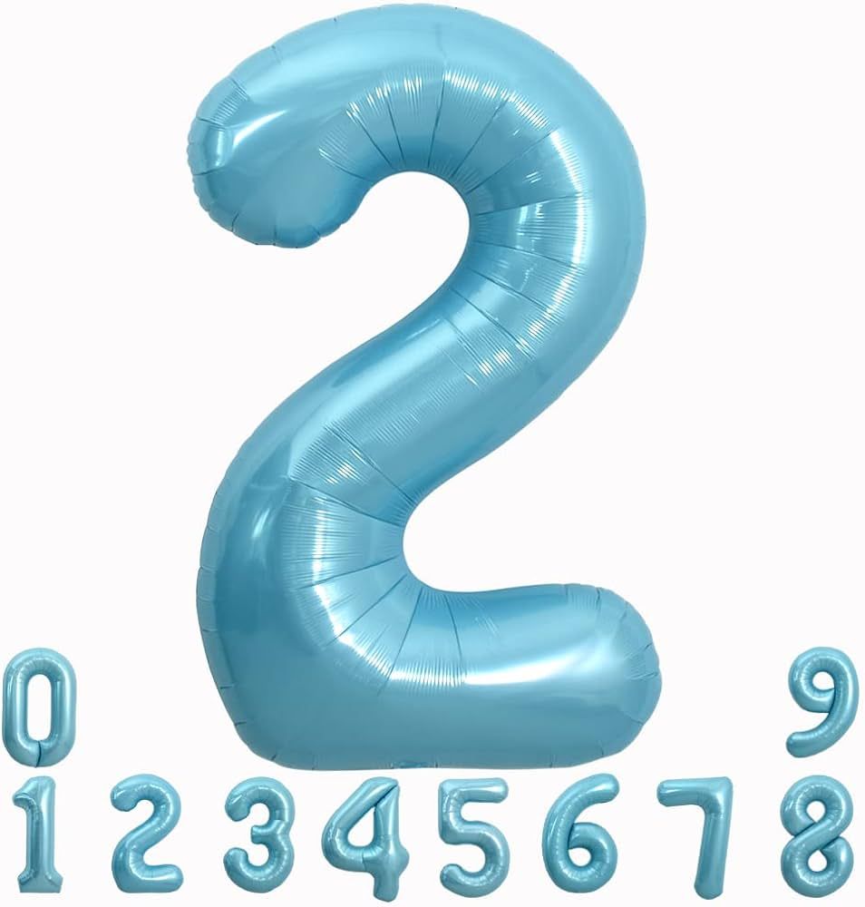TONIFUL 40 Inch Light Blue Large Macaron Numbers Balloons 0-9, Number 2 Digit 2 Helium Balloons, ... | Amazon (US)