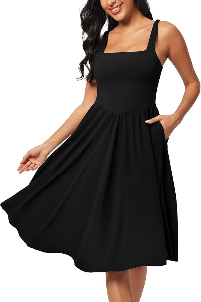 IUGA Sundresses for Women 2025 Summer Dress with Built in Shorts & Bra Spaghetti Strap Midi Casua... | Amazon (US)