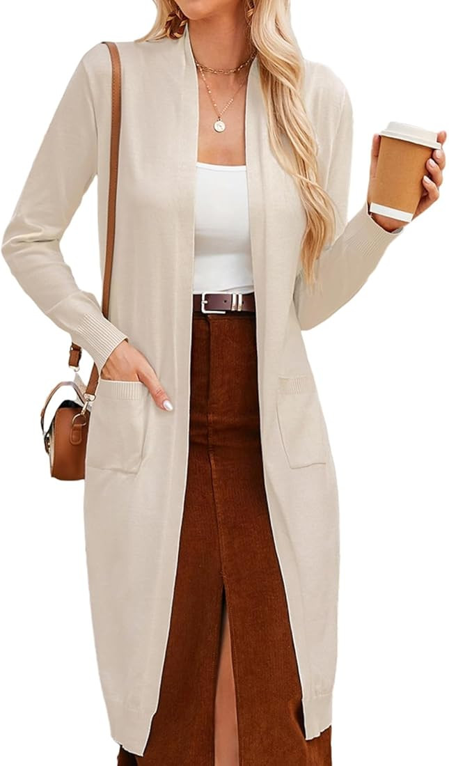 GRACE KARIN Women's 2024 Trendy Long Cardigan Sweaters Open Front Long Sleeve Maxi Duster Coats w... | Amazon (US)